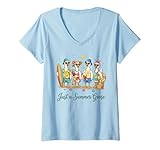 Women's Just a Summer Goose Funny Geese Beach Vacation Summer Vibes V-Neck T-Shirt