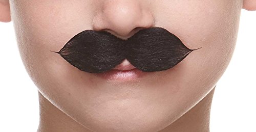 Mustaches Self Adhesive Puaro Fake Mustache for Kids, Novelty, Small False Facial Hair, Costume Accessory for Children, Black Color