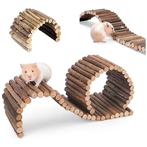 PINVNBY Hamster-Hängebrücke, Leiter für Nager, natürlicher Holzbogen, biegbare Brücke, Kauspielzeug, lange Kletterleiter für Hamster Cover