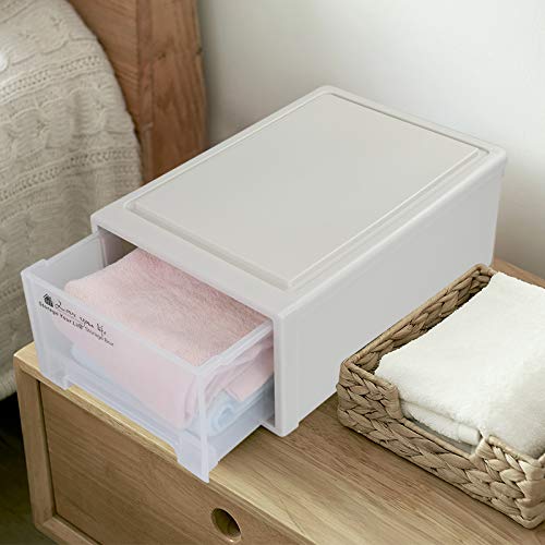 Rinboat 12 Quart Plastic Stacking Storage Drawer Unit Front Box, 1 Pack #TOP3