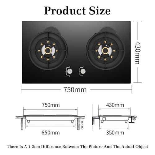 Image of Gas Cooker, Nine-chamber Fire Built-in Glass Gas Stove, Flip-top Cover Hob, with Flameout Protection, for Home Kitchen Camping Cooker, Easy To Clean(NG)