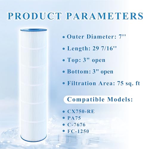 Chryseos Pool Filter Compatible with Hayward CX750RE, Hayward CX750, Star-Clear C750, C-7676, PA50, PA75, FC-1250, R173205, 1pack by Chryseos - Image 2