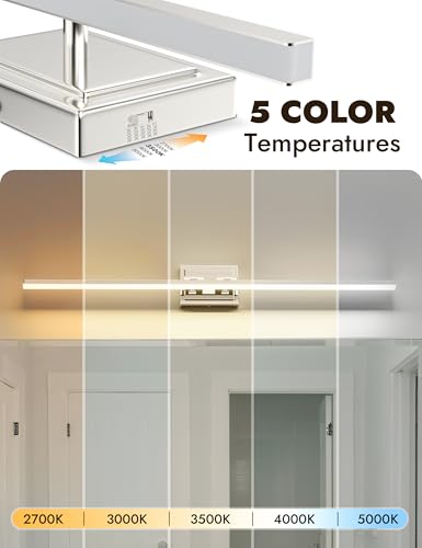 Image of NIORSUN 39.4 Inch Modern Bathroom Light Fixture, 24W 5CCT Dimmable LED Chrome Bathroom Vanity Lights Over Mirror, Vanity Lights for Bathrooms Restroom Mirror- ETL Certified