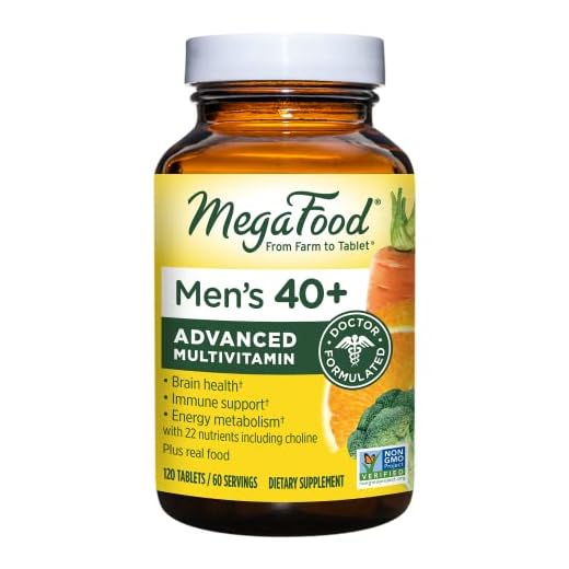 MegaFood Men's 40+ Multivitamin - Multivitamin with Vitamins C, D, B12, Biotin, Zinc, and Choline - Non-GMO, Gluten-Free, Vegetarian & Made without Dairy and Soy - 120 Tabs (60 Servings)