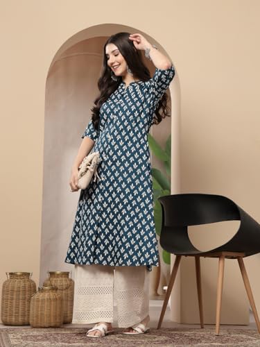 Image of Stylum Women's Pink Floral Printed Rayon A-Line Kurta