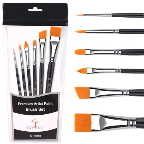 Bowitzki Face Paint Brush Set, 6pcs Artist Brushes for Body Face Painting,Acrylic Painting Watercolor Oil Gouache by Bowitzki - Used condition - US$7.44