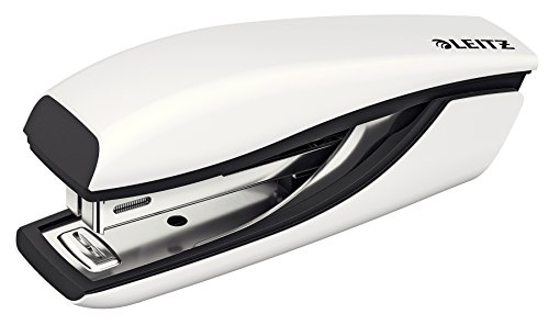 Leitz Mini Stapler, 10 Sheet Capacity, Ergonomic Metal Body, Includes Staples, WOW Range, 55282001 - Pearl White