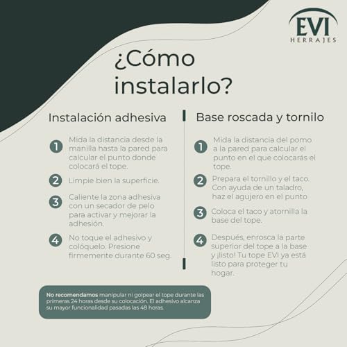 Miniatura 6 de Evi Herrajes Tope De Puerta Retenedor Giratorio Acero Inoxidable - Goma Negra Para Puerta De Hasta 50 Mm De Grosor Incluye Tornillo Taco Mod. I-164radam