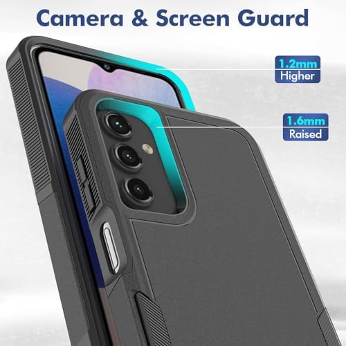 for Galaxy A15 5G Phone Case, [Military Grade Drop Tested] with HD Screen Protector, Dual Layer Protective Heavy Duty Cell Phone Cover Non-Slip Shockproof Case for Samsung Galaxy A15 5G (Black)