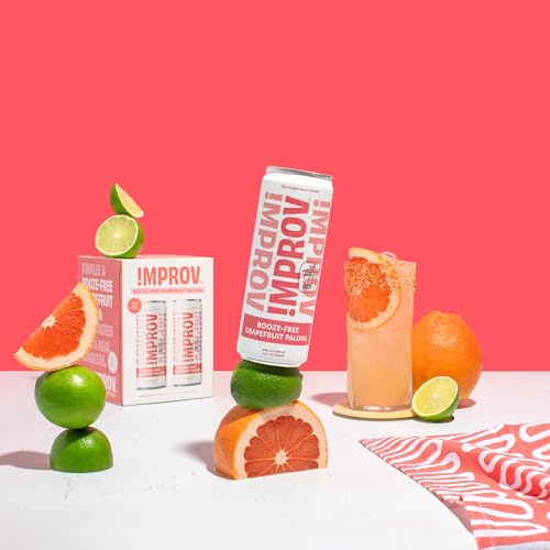IMPROV Booze-Free Cocktails, 12oz Non-Alcoholic Beverage, Mocktail Drink Mixer, Vegan, Gluten Free, Zero Proof (4-Pack) (Grapefruit Paloma)