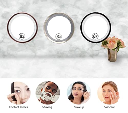 Ovente 6'' Suction Cup Magnifying Mirror, Led Lighted Wall Mount Makeup 8X Magnifier, One Sided Illuminated Reflection, For Bathroom Décor, Locker & Dorm, Battery Powered, Antique Copper Mli25Co #TOP3