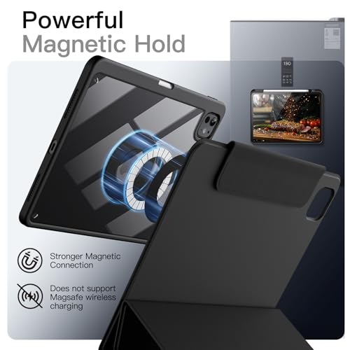 JETech Magnetic Detachable Case for iPad Pro 11-Inch M5/M4 (2025/2024) with Pencil Holder, Removable Rotating Clear Cover, Portrait/Landscape Stand with Raised Screen View (Black) by JETech - Used condition - Image 5