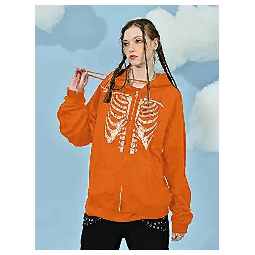 Gothic Sweatshirt Oversized Hoodie Dam Höst Zip Up Coat Topp Kvinnlig 90-tals vintage Harajuku-kläder
