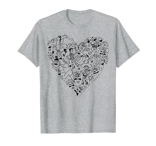 Image of Disney Pixar Toy Story Characters Heart Fill T-Shirt, Men, Heather Grey, XX-Large