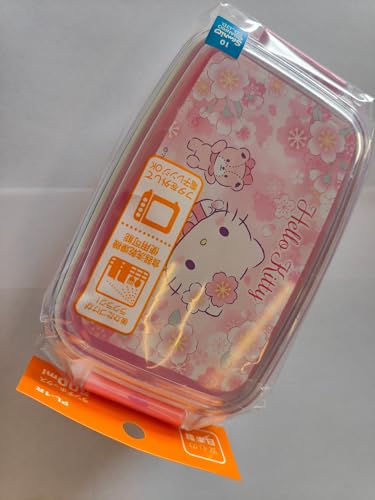 Thunder Tech Bento Kitty Lunch Box 500m(1.1lbs) Pink Cherry Blossom color (Dishwasher Microwave Safe) made in Japan HellO WORLD