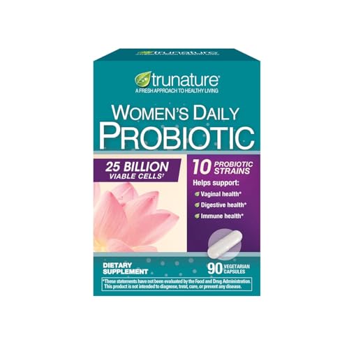 Trues N' Nature Women's Daily PROBIOTIC 90 Capsules, 25 Billion Cells Vegetarian Probiotics for Digestive Health 90 Count, 90 Day Supply