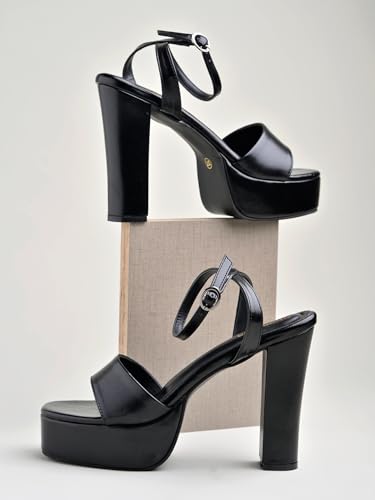 Image of Shoetopia Women's Block Heel Sandals - Platform Party Heels with Ankle Strap | Stylish Dress Sandals for Weddings & Evening