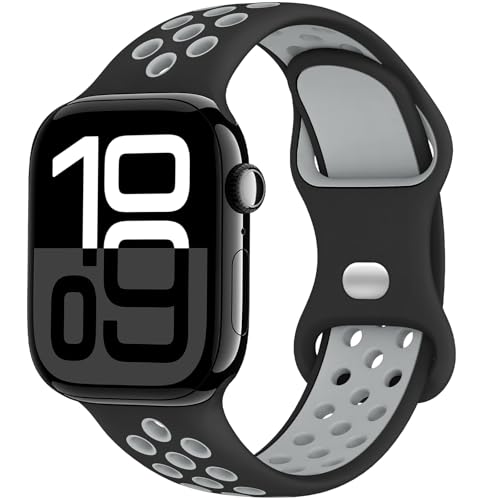 Yoohoo Sport Armband Kompatibel mit Apple Watch 46mm 45mm 44mm 42mm 41mm 40mm 49mm 38mm, Por?ses Atmungsaktiv Silikon Band f¨¹r iWatch SE Ultra 11 10 9 8 7 6 5 4 3 2 1 Damen Herren