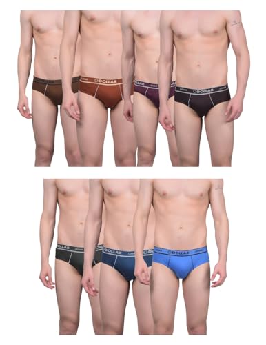 Image of Dollar Lehar Super Combed Cotton Mens Brief - Pack of 7 - Actual Colour May Vary Assorted