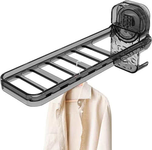Image of Wall Mounted Drying Rack - Laundry Drying Rack Wall Mount, Suction Cup Hanger | Non-Punch Travel Clothes Hanger with 6 Holes, Clip Clothes Dryer Bar for Hotel, Student Apartment