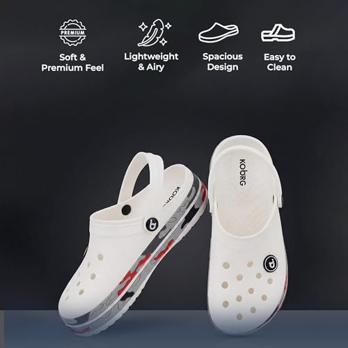 Image of KOBURG Lite Men's Super Stylish Clogs | Casual Walking Clogs | Sandals with Adjustable Back Strap for Men | Comfortable & Light Weight | Stylish & Anti-Skid | Waterproof | Gents /Boys KF-414