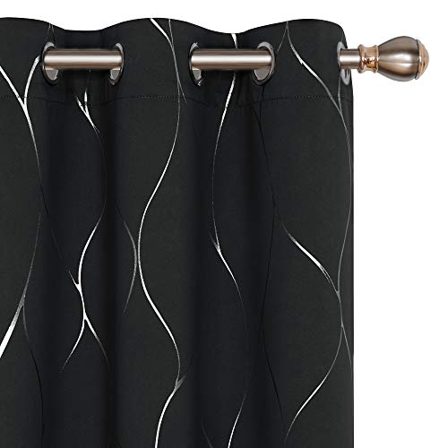 Deconovo Curtains for Living Room, Pattern Blackout Curtains 84 Inches Long
