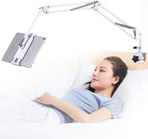 Tablet Stand Adjustable,Foldable Tablet Stand for Bed, Aluminum Universal Flexible Tablet Holder with 360 Degree Rotation for iPad/iPhoneX/iPad Pro/N-Switch,or Other 4.5~12.9 Inches Devices (White)