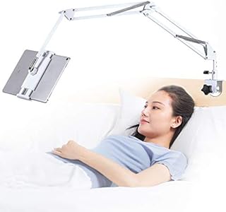 Tablet Stand Adjustable,Foldable Tablet Stand for Bed, Aluminum Universal Flexible Tablet Holder with 360 Degree Rotation for iPad/iPhoneX/iPad Pro/N-Switch,or Other 4.5~12.9 Inches Devices (White)