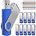 FEBNISCTE USB 2.0 Swivel Flash Drive Memory Stick Pendrive , 512MB, Blue, Pack of 10