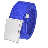 Men's Cut to Fit Golf Belt Casual Outdoor Canvas with Polished Silver Flip Top Buckle