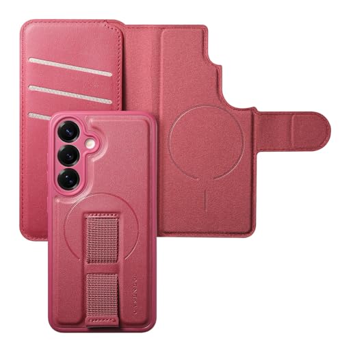 Coque Samsung S25 rouge portefeuille pour regarder vos vidéos partout
