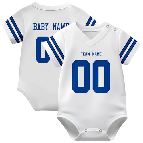 Image of KREDE Baby Clothes Unisex Bodysuit Jersey Style Custom Name Number for Baby Boys