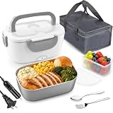 FVW Electric Lunch Box Food Heater, 3 in 1 Portable Food Warmer Lunch Box for Car & Home, Leak Proof, Lunch Heating Microwave with 304 Stainless Steel Container 1.5 L, 110V/12V/24V