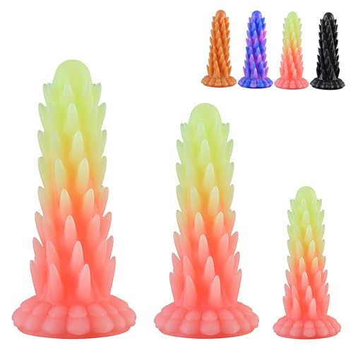 SHILISHAONV Dildo De Silicona Consolador De 4,3/5,3/6,3 Cm De Diámetro Butt Plug Flexible Suave Con Base De Succión Plug Anal Espiral Iluminado Juguetes Sexuales Femeninos,Luminous,L