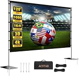 ACSTAB Outdoor Projector Screen with Stand - 120 Inch Portable Projector Screen Outdoor Indoor Projection Screen...
