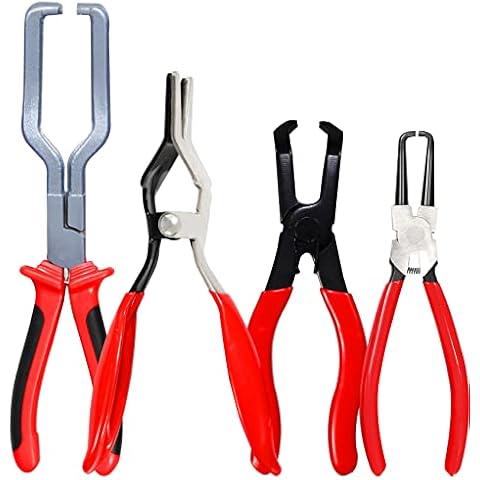 4 Pcs Fuel Line Disconnect Pliers Set With 80 Degree Disconnect Pliers Hose Remover Pliers Hose Pipe Clamp Clip 9 Inch Fuel Filter Caliper Set For Auto Maintenance Cover