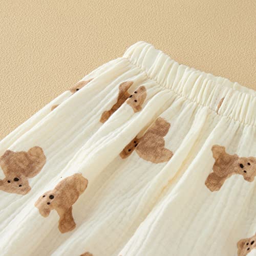 Kids Elastic Summer Pants Toddler Baby Girls Boys Cotton Aniamls Linen Elastic Harem Long Pants Bloomer Casual Joggers Beige, 4-5T #TOP6