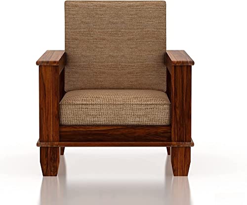 Image of Solid Sheesham Wooden Sofa Set for Living Room | Five Seater Sofa Set with Side Pocket Storage & Cushion | Rosewood Sofa Set for Home (Teak, 5 Seater)