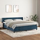 Emmtore Boxspringbett mit Matratze Bett Doppelbett Bettgestell Polsterbett Bettrahmen Lattenrost Schlafzimmerbett Hotelbett Dunkelblau 180x200cm Samtsku3131037