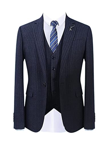 Costume à fines rayures style smoking premium trois pièces pour homme