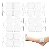 20 StüCk Tens Elektroden Pads, Elektroden Tens GeräT, Selbstklebend, Wiederverwendbar, Tens Elektroden, Zur Schmerz- Und Muskelbehandlung (Weiß, GrößE 1.96 * 1.96 Zoll)