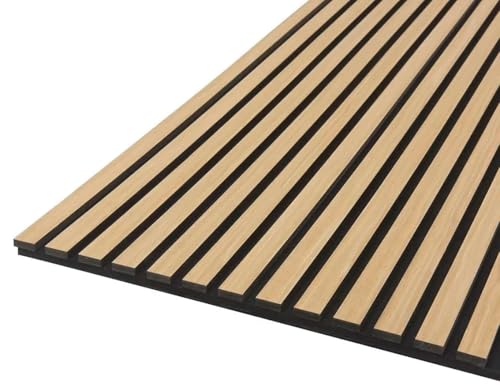 Slat Acoustic Wall Panels - Wood Panels for Walls - Soundproof 3D Wall Panels/Cladding - Decorative & Sound Absorbing Acoustic Panels Slatted Wooden Slats Wall Panel (Light Oak, Pack of 1)