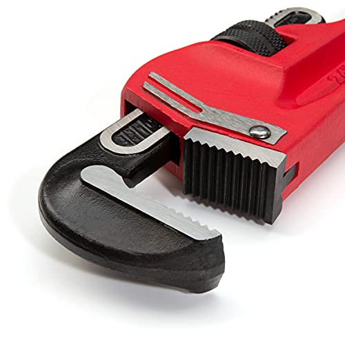Image of Steelman Heavy-Duty Cast Iron Straight Handle Pipe Wrench (24-Inch, Red;Silver)