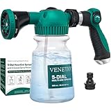VENETIO 5-Dial Hose-End Sprayer - 6 Adjustable Spray Patterns Nozzle & 900mL Refillable Bottle for Liquid Fertilizer, Weed Killer & Soap | Lawn, Garden, Car Wash & Outdoor Cleaning Versatile Spray Gun