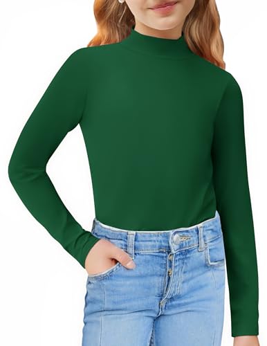 Image of Arshiner Girls Long Sleeve Mock Turtleneck Shirts Slim Fit Base Layer Top