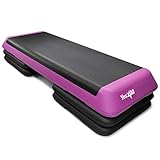 Yes4All Aerobic Exercise Workout Step Platform Health Club Size with 4 Adjustable Risers Included and Risers Options - Pink/Black