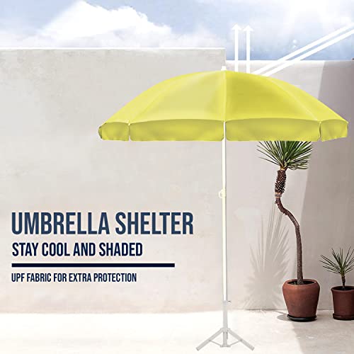 Image of OUTO 6ft /36in Garden Outdoor Umbrella with Stand Foldable Big Size Heavy Duty Waterproof Rain & UV Sun Protection Patio for Balcony Shedding Cantilever & Lawn (6 Feet /36 Inch Rib Arm, Yellow)