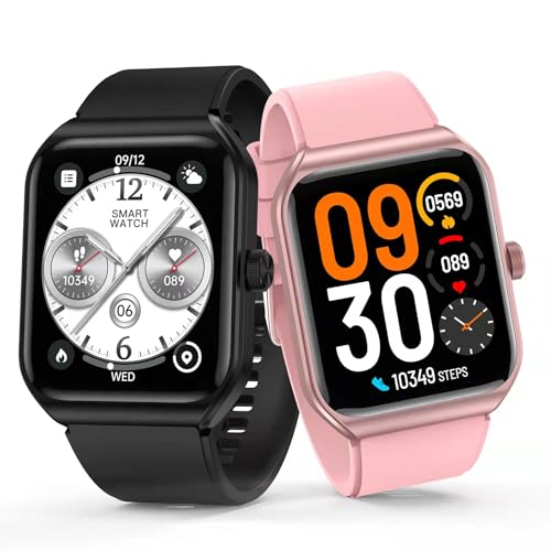 Valentines Couple Smart Watch for Men Women, Fitness Tracker with Bluetooth Call 1.91' HD Touch Screen IP68 Waterproof 100+ Sports, Smartwatch with Heart Rate SpO2 Monitor Romantic Gifts Set of 2