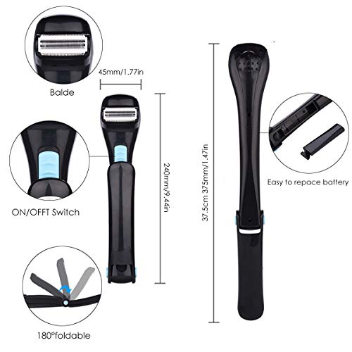Men's Electric Back & Body Shaver,Large Razor with Adjustable Length Telescopic Handle for Men Back Hair Body Groomer Trimmer Removal. Adjustable Foam Handle - Image 5