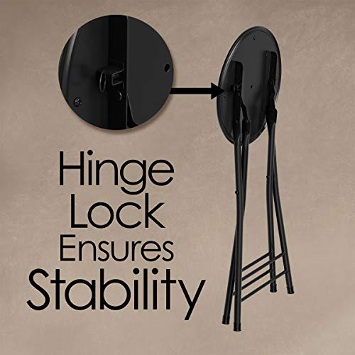 Trademark Home Folding Stool – Heavy Duty 24-Inch Collapsible Padded Round Stool With 300 Pound Capacity For Dorm, Rec Room Or Gameroom (Black) (161263Ama) #TOP2